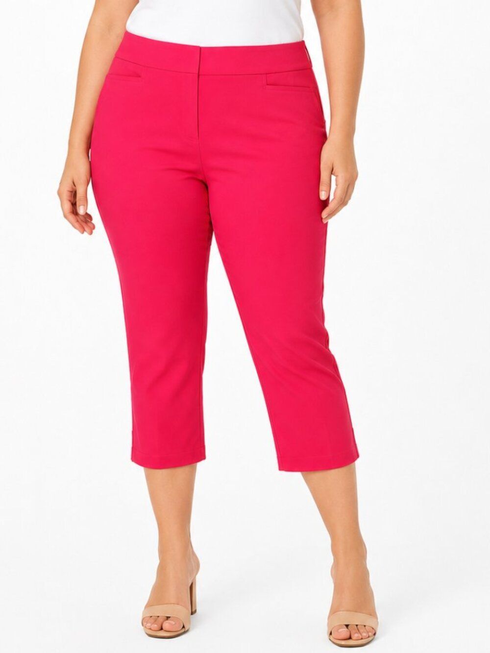 Talbots Curvy Signature Cropped Pants Hot Pink Stretch Capris Size 10